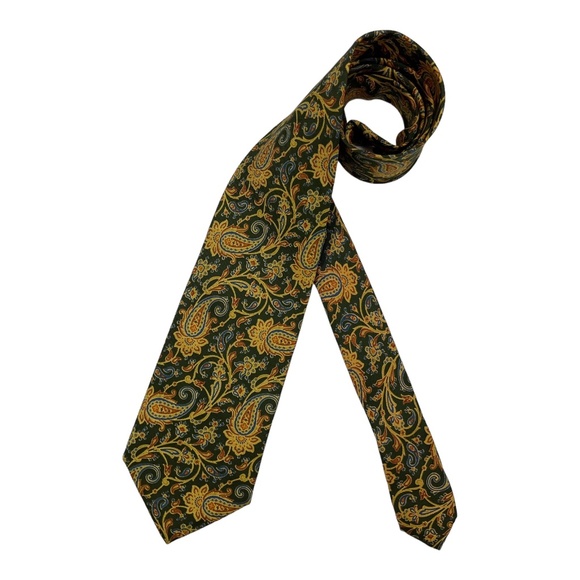 Yves Saint Laurent Other - YVES SAIN LAURENT Green/Gold Paisley Silk LUXURY Tie ITALY